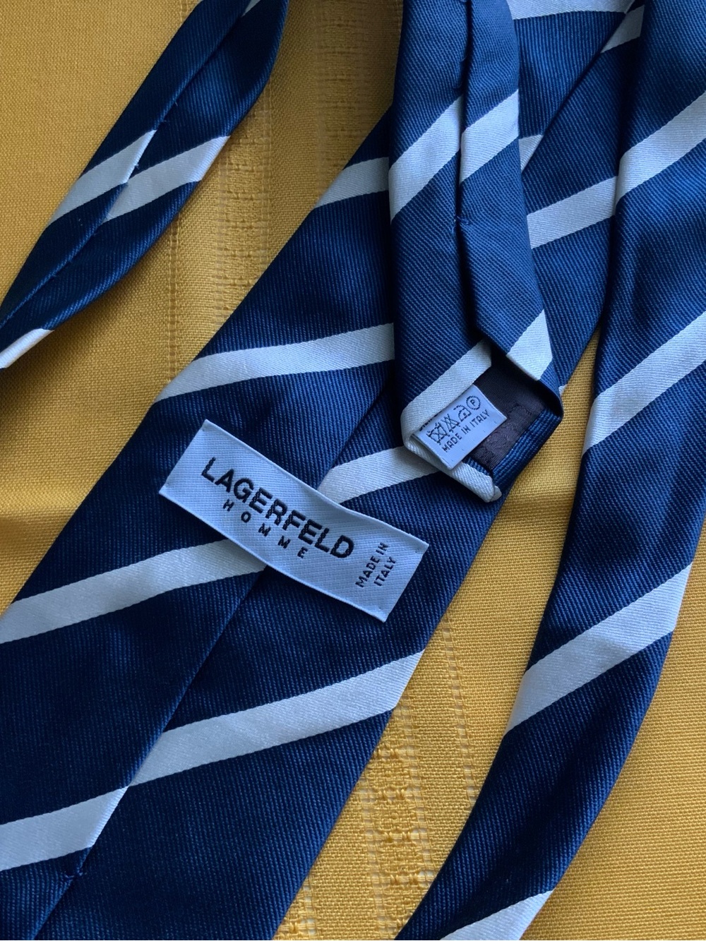 Lagerfeld Homme Karl Lagerfeld Men Silk Tie Blue White Diagonal Stripe Italy